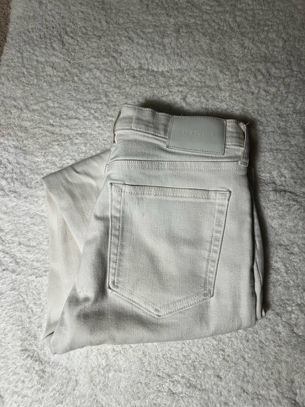 Everlane Straight Leg Jeans in Off-White